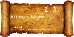 Blistyan Nándor névjegykártya